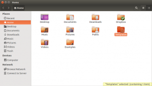 The Template folder in the Home folder